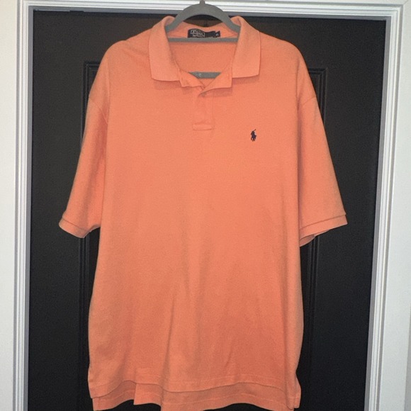 Polo Ralph Lauren Shirt‎ Mens XL Short Sleeve Peach Custom Fit - Picture 1 of 6